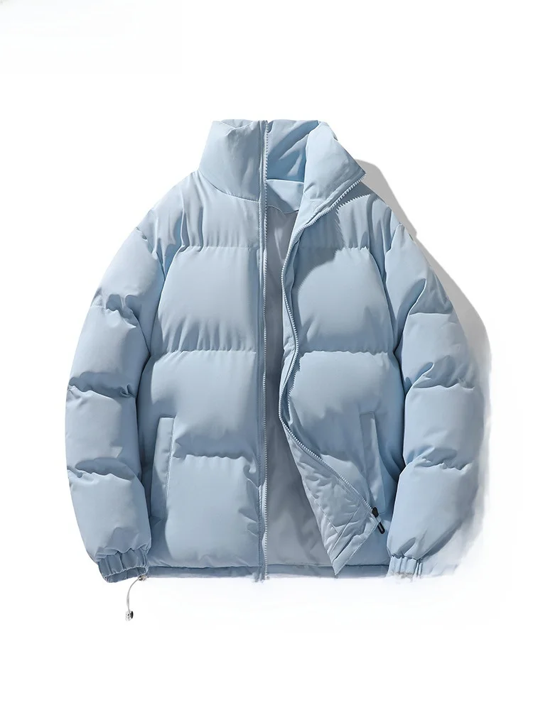 

ex Loose Fit Cotton Jaet Winter Warm Bread Sle Pure Color Collar Coat Couple Outerwear Youth Faion Polyester Fiber