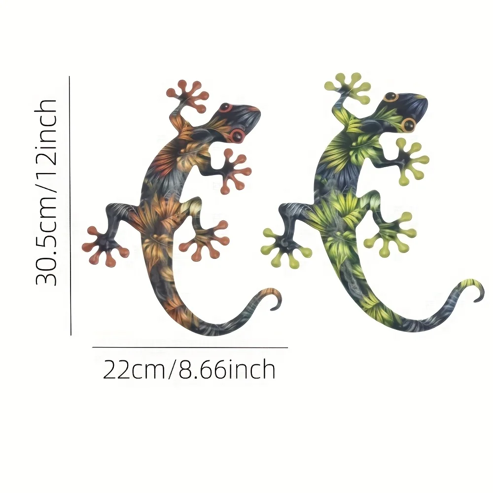 2-teilige Wanddekorationen aus Eisen in Gecko-Form, geeignet für die Dekoration von Haus, Garten und Innenhof, zur Verschönerung von Türrahmen und zur Gestaltung des Wohnraums. – Detail 7