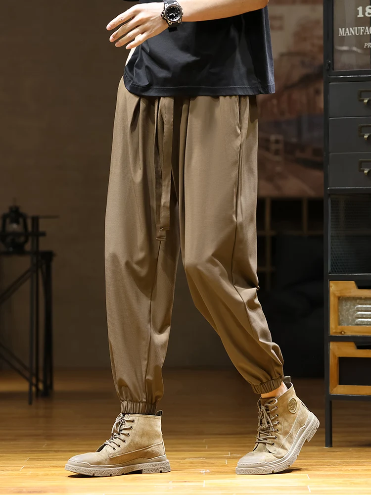 2024 New Oversize Summer Pants Men Streetwear Wide Leg Casual Ice Silk Cooling Pants Male Loose Straight Trousers Plus Size 8xl