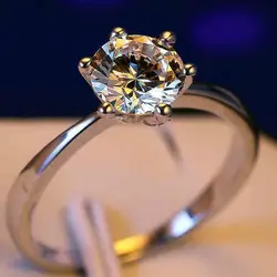 Korean Style Female Small Moissanite Ring Fashion 925 Silver &Gold Wedding Band Rings Promise Love Engagement Rings For Women