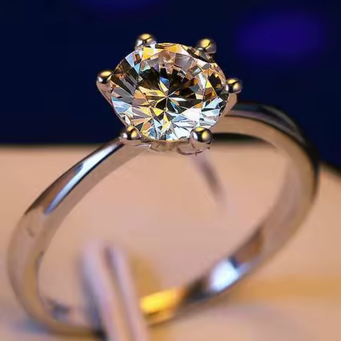 Korean Style Female Small Moissanite Ring Fashion 925 Silver &amp;Gold Wedding Band Rings Promise Love Engagement Rings For Women