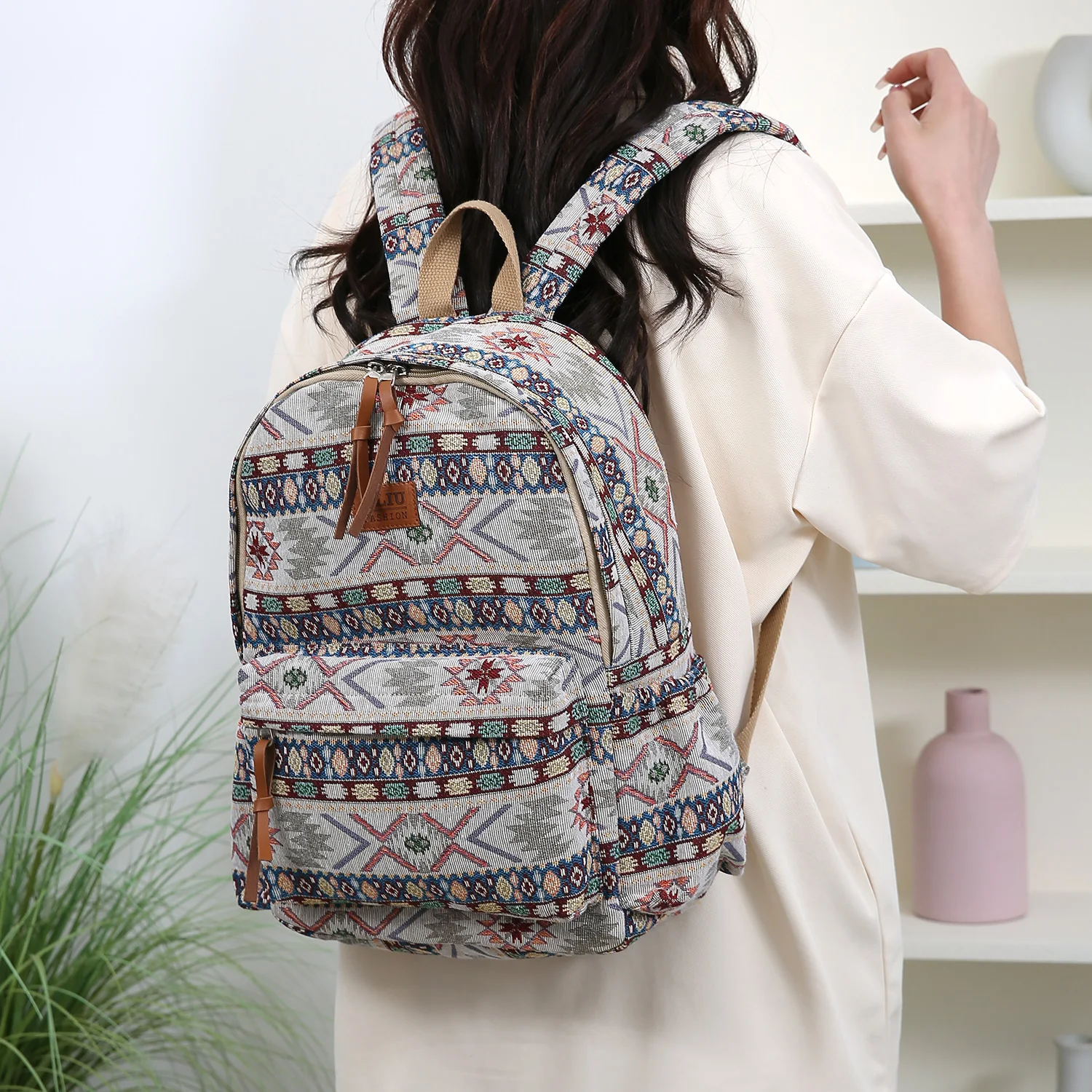 سميكة المطرزة النسيج حقيبة السفر السيدات سعة كبيرة حقيبة كتف حقيبة مدرسية حقيبة الأمتعة حقيبة كمبيوتر محمول نمط العرقية