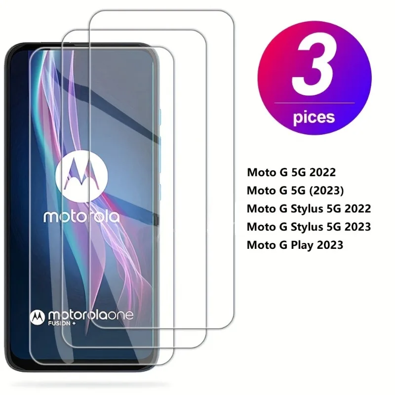 3Pack High Definition Tempered Glass Screen Protector for Motorola Moto G 5G G Play G Stylus 5G 2022 2023 Glass Film