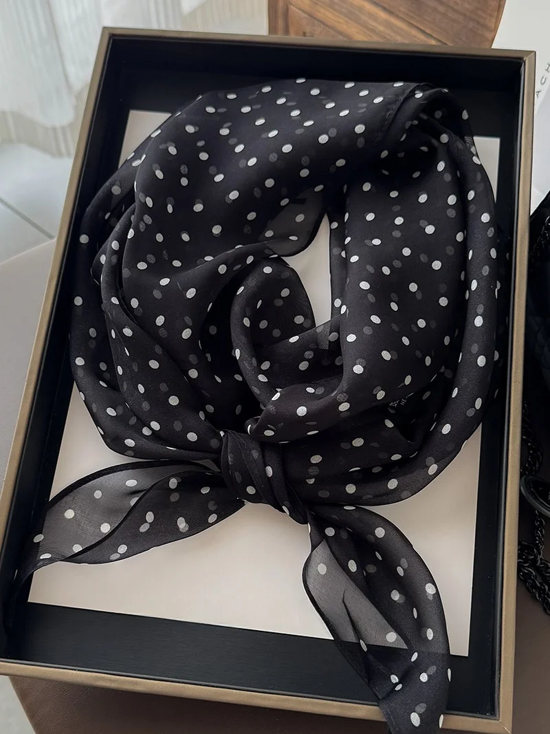 elegant-polka-dot-silk-scarf-women's-spring-summer-chiffon-multi-functional-decorative-long-scarf-shawl-100-silk