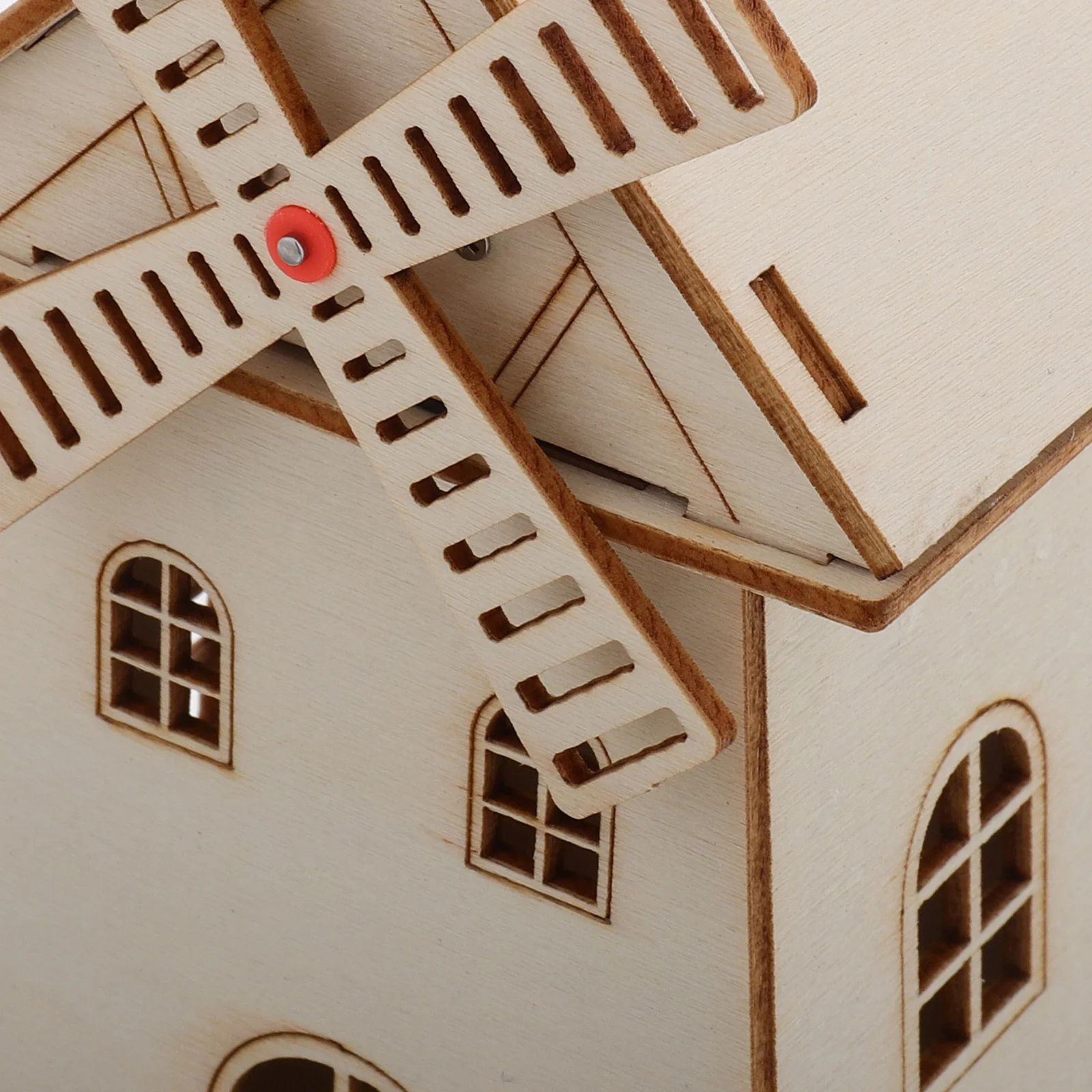 Casa mulino a vento solare in legno non finito Kit di montaggio fai-da-te Esperimento educativo scientifico Ornamento solare Modello di casa mulino a vento