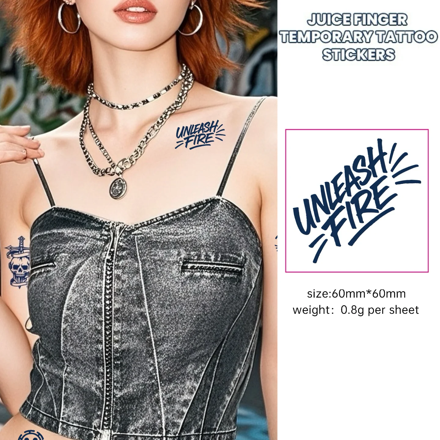 

Waterproof Trend Herbal Juice Cool Tattoo Sticker Semi-permanent Long-lasting Color Rendering Photography Sticker