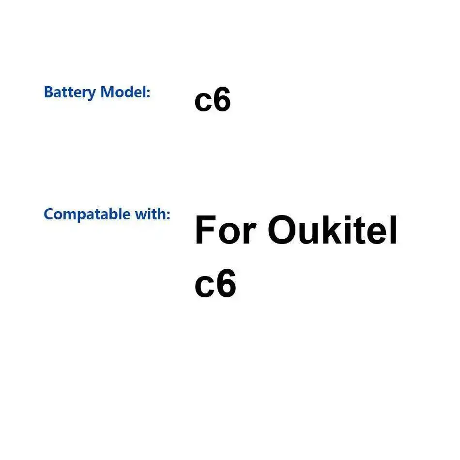 

Аккумулятор мобильного телефона емкостью 2400 мАч для Oukitel C6, прочная замена премиум-класса