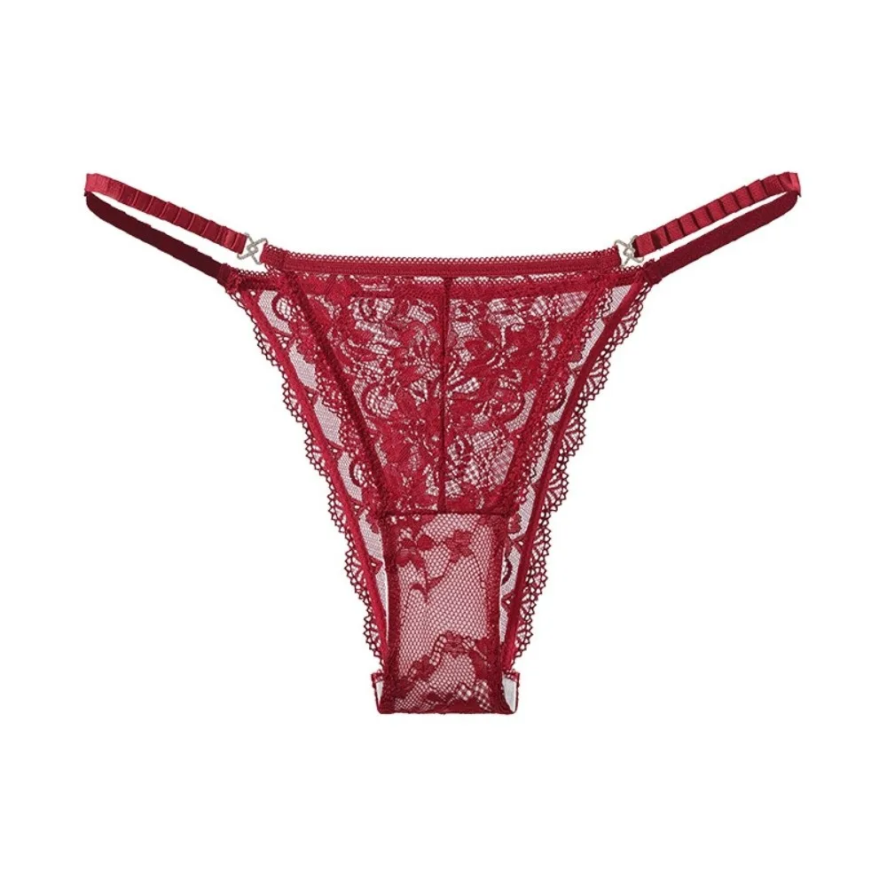 Modische Transparente Spitzen-Netz-Tanga Dünne Niedrig Geschnittene T-Back-Höschen Lingerie Blumenmuster Damenunterwäsche – Detail 9