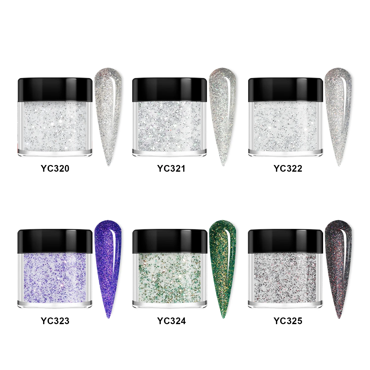 HNDO 6 Farbe Flasche Schimmer Tauch Acryl Pulver Nagel Kunst Liefert für Profis Material Glitter Fee Pulver Maniküre