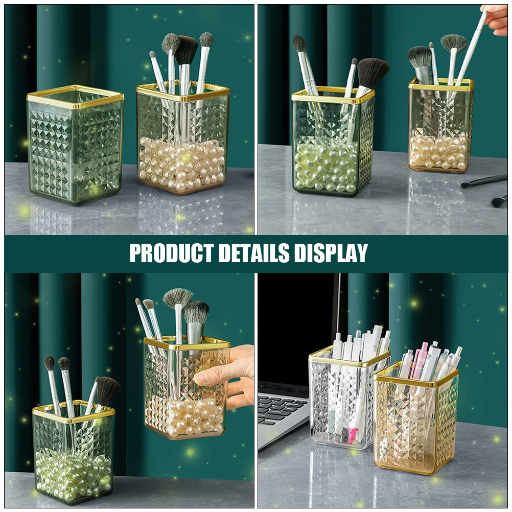 

2pcs Makeup Brush Holder Plastic Pen Organizer For Desk Pencil Storage Holder Brush Organizer Desktop Pen Cup Vertical