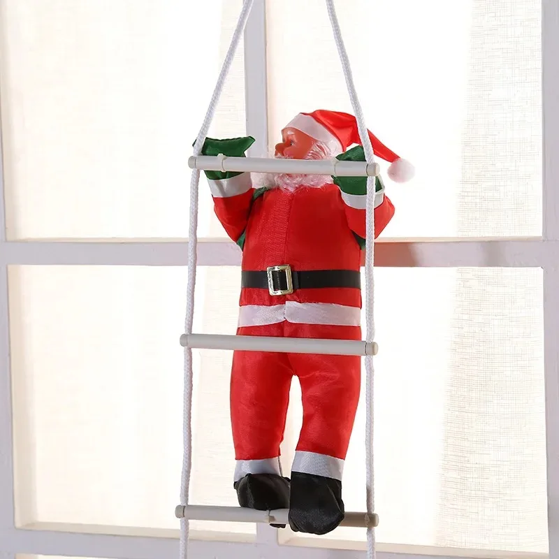 Santa Claus Climbing on Rope Ladder Christmas Home Pendant Xmas Trees Pendant Hanging Ornament 2024 New Year Xmas Decor Gift