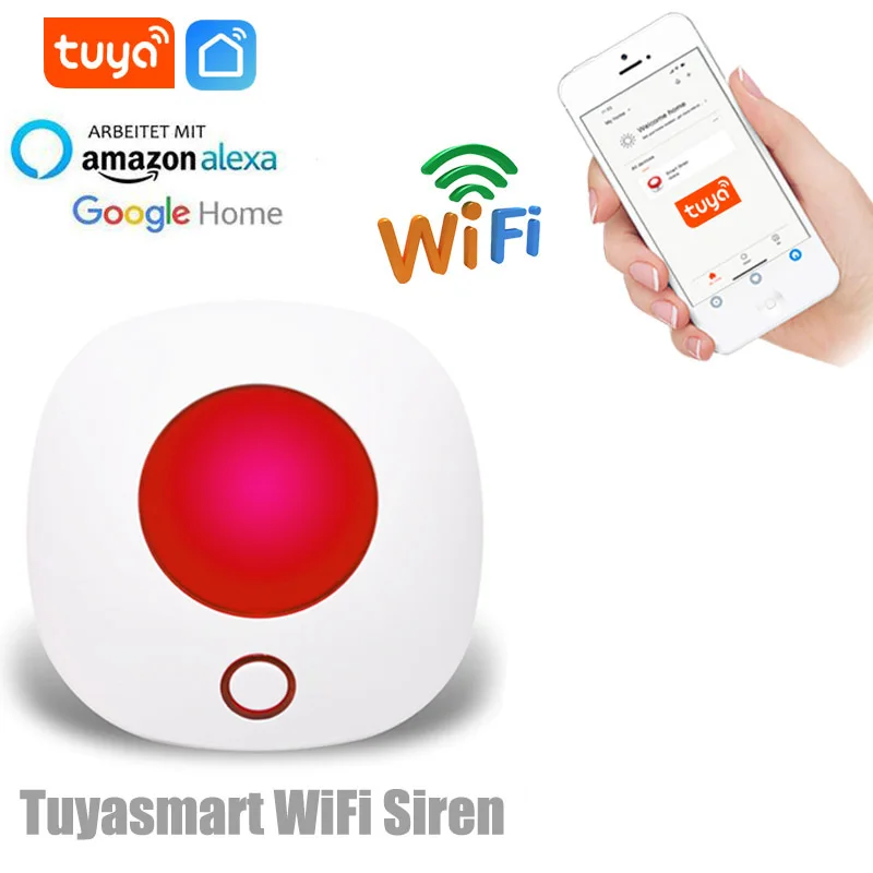 Tuya Wifi Strobe Siren Home Security Burglar Alarm System 433MHz Sound and Light Siren Wireless Alarm Support Alexa Google Home