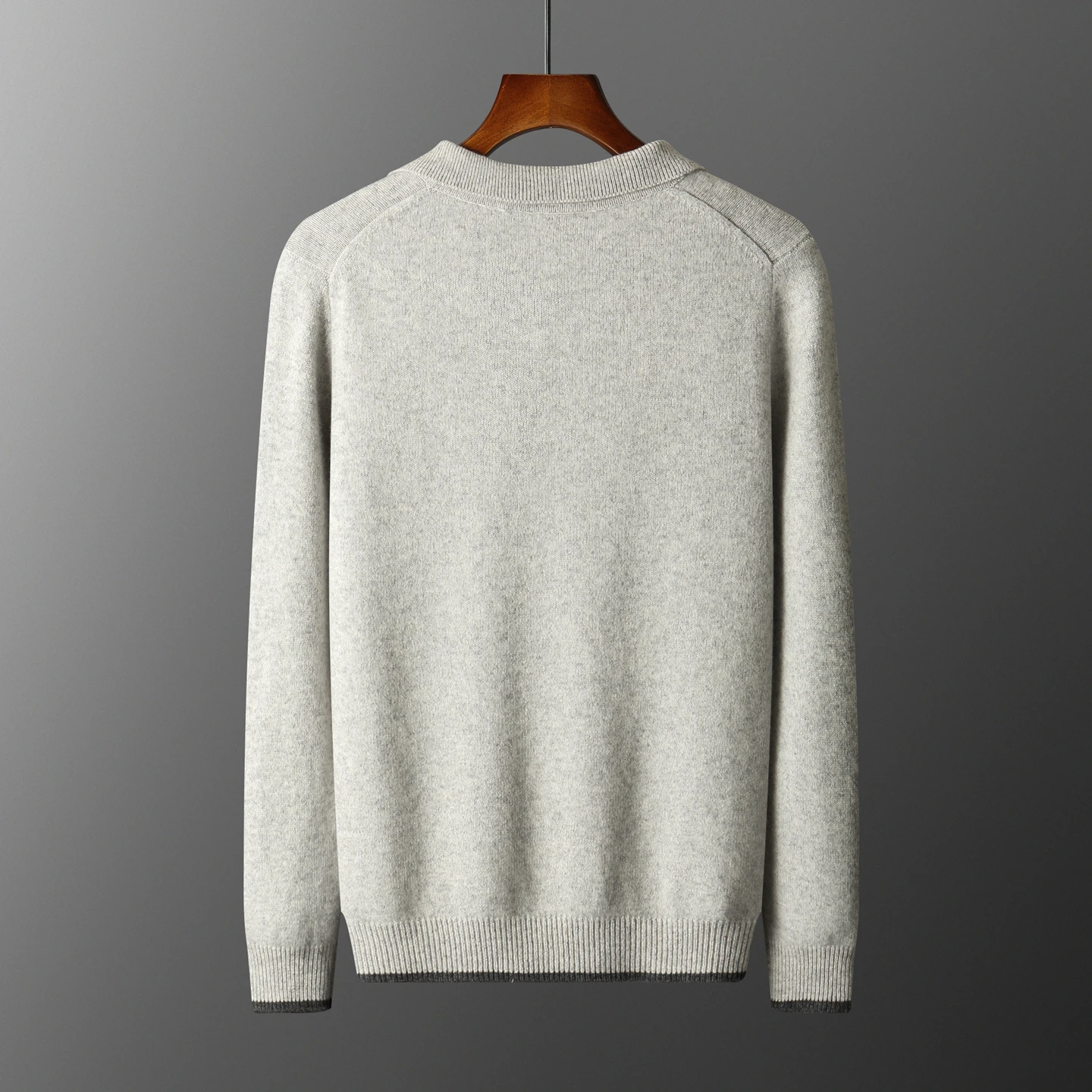 Autumn/Winter New Thick Polo Collar Pullover 100% Merino Wool Knitted Sweater Men's Lapel Casual Business Color blocked Clothes.