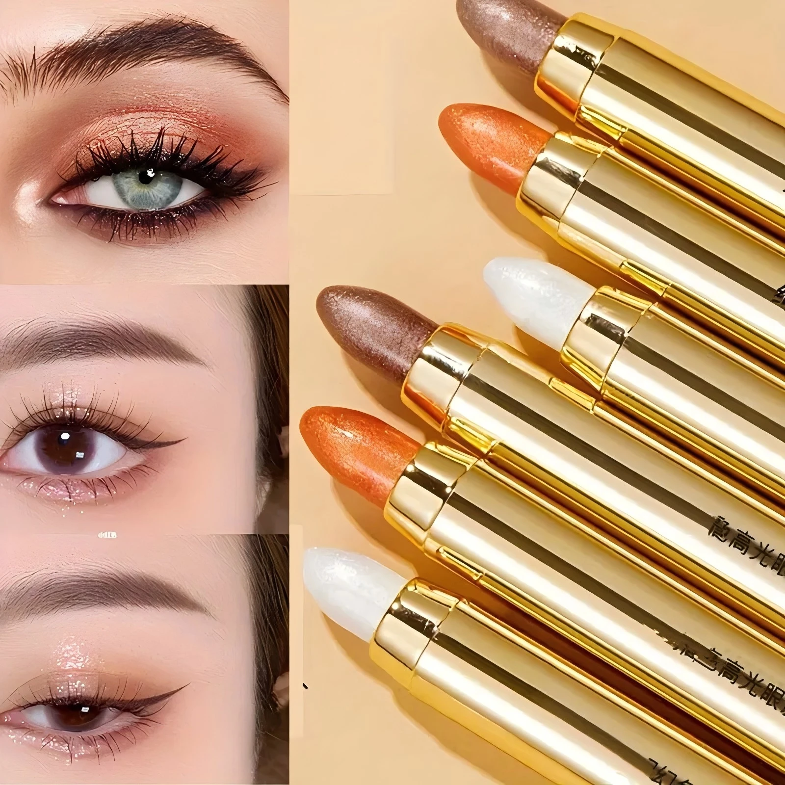 6 kolorów leniwy makijaż oczu rozświetlacz cień do powiek ołówek niebrudzący makijaż oczu naprawa rozświetlacz podwójny cień do powiek w sztyfcie