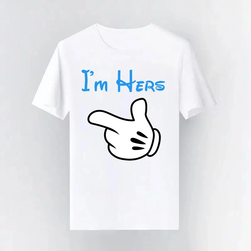 

Персонализированные свободные топы с Микки Маусом Disney, простая пара с короткими рукавами и надписью для родителей и детей, одежда Y2k, модная спортивная футболка