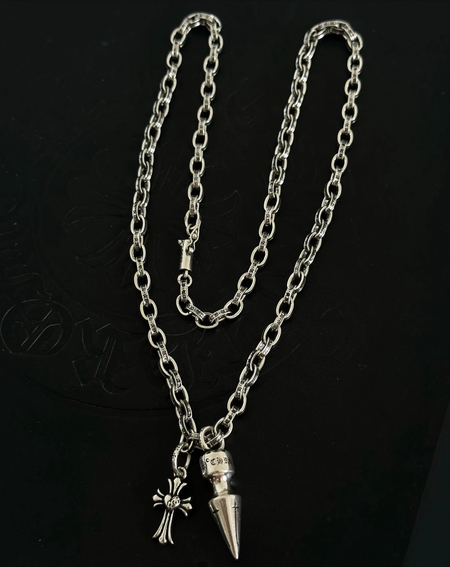 S925 Sterling Silver Vintage Vintage Love Cross Pendant Necklace Couple CH Nails Glamour Punk Accessories