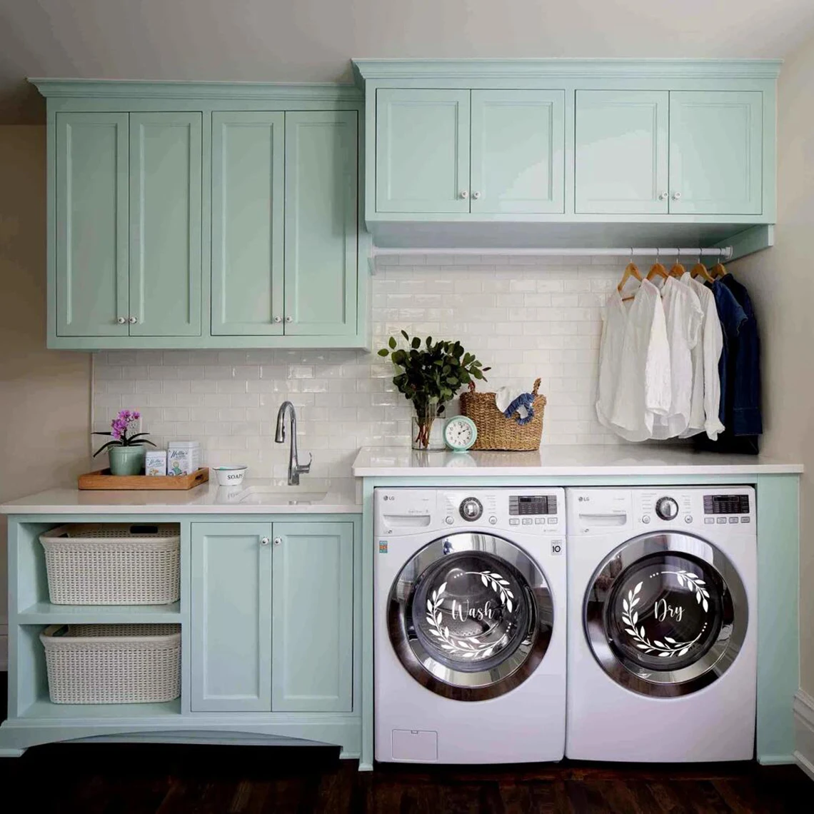 Laundry Machine Decals Washer Dryer Vinyl Wall Decal Laundry Room Decor Murals Removable T14