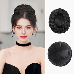 Parrucca sintetica, panino, forma della testa a sfera, testa a sfera Hepburn, fermaglio per capelli femminile, anello per capelli per donna, gemma per capelli