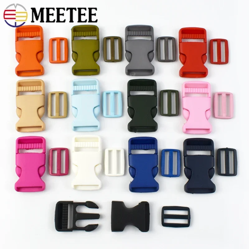 5/10/20Sets Meetee Plastic Side Release Buckle Backpack Belt Adjust Ring Clasp Webbing Tri-Glide Slider Hook Sewing Accessories