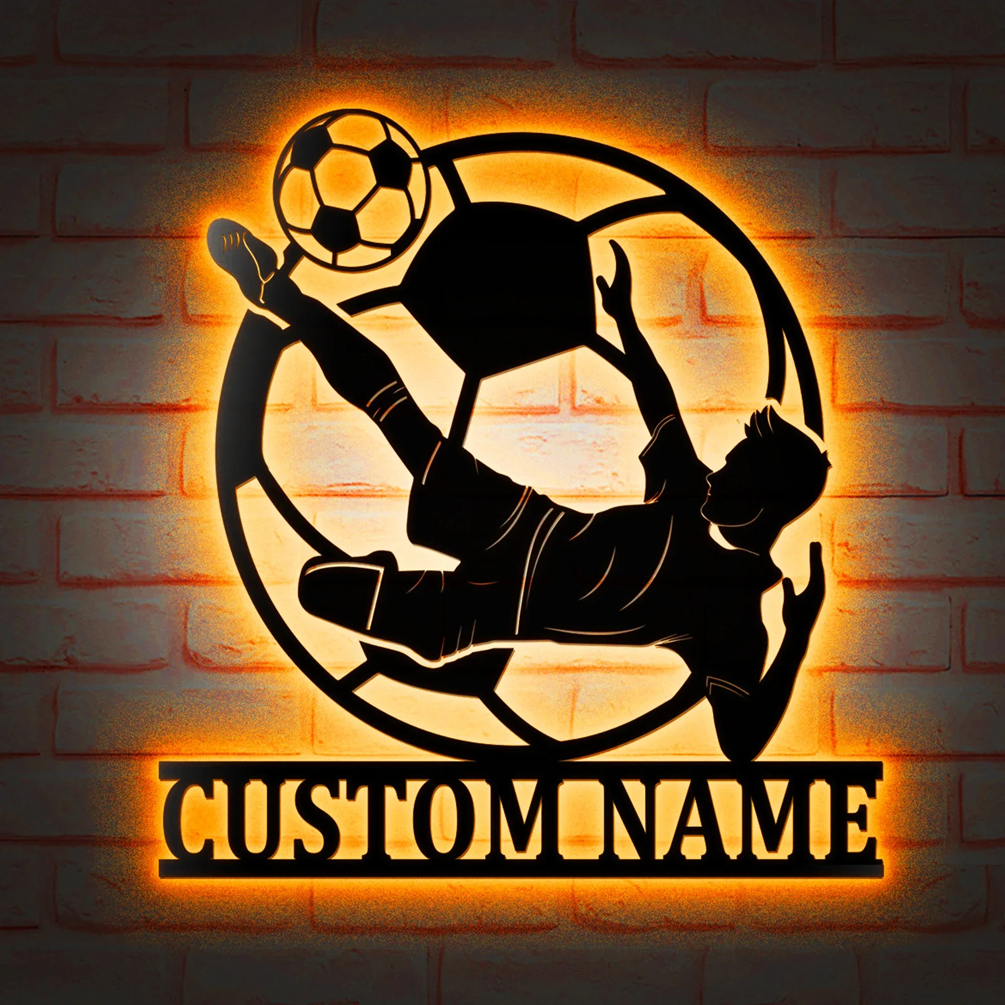 Personalized Soccer LED Neon Wall Lamp Custom Your Name Metal Night Light for Bedroom Living Room Decor Light Color Adjustable