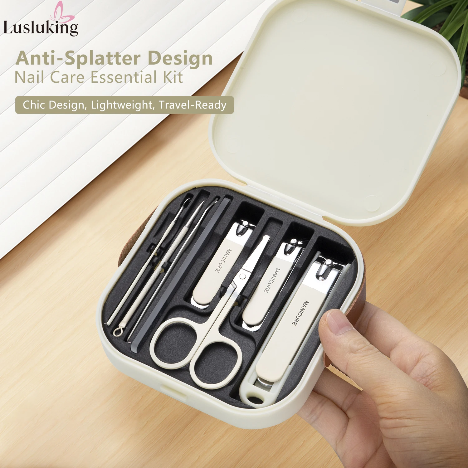 

8PCS Nail Care Set Sharp Nail Clippers Manicure Tool Kit Nano Glass Nail Buffer Storage Case Nail Grooming