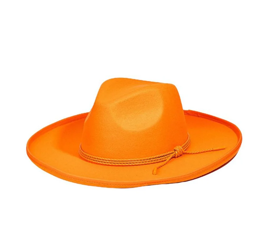 

Fair Catch Orange Rope Strap Hat Men's and Women's Autumn and Winter Fedora Hat 10cm Brim Panama Hat Men's and Women's Jazz Hat