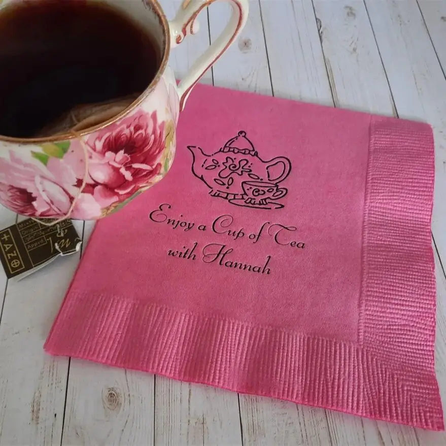 50PCS Tea napkins personalized tea time napkins personalized cocktail napkins personalized napkins beverage and luncheon sizes