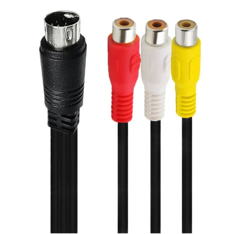 Mini DIN 9pin S-Video to 3 RCA male female Adapter Cable for RGB TV HDTV Audio Video AV Cable 1.8M