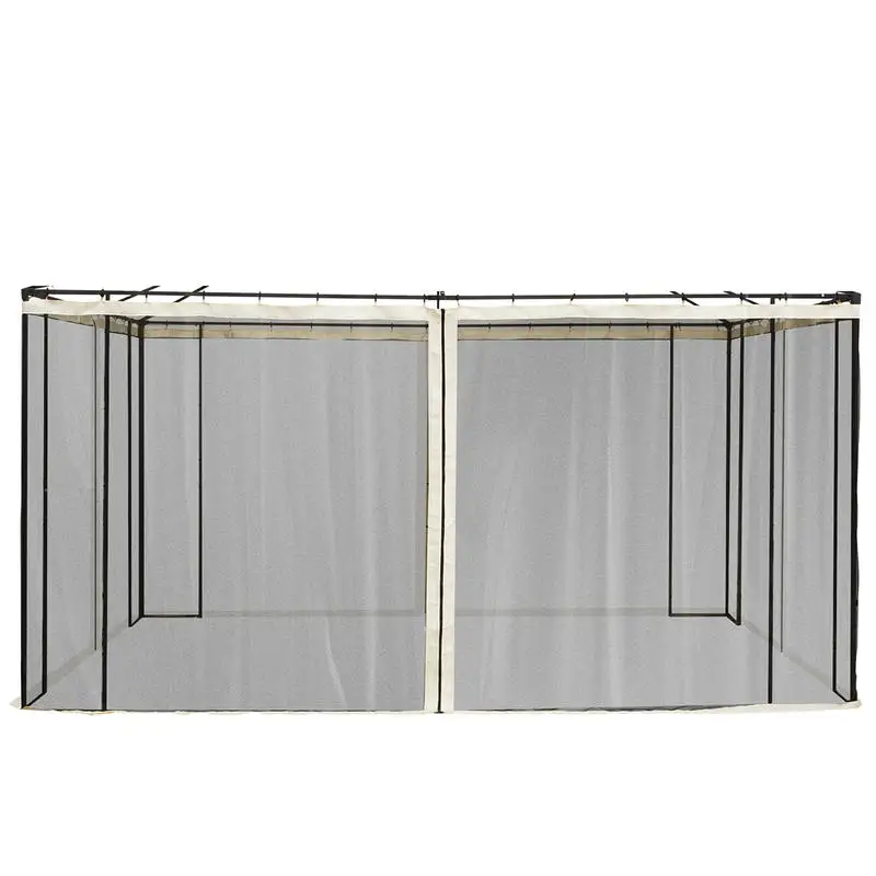Cortina de red de repuesto para carpas de jardín de 3 x 4 m, mosquitera, con cremalleras, poliéster, negro