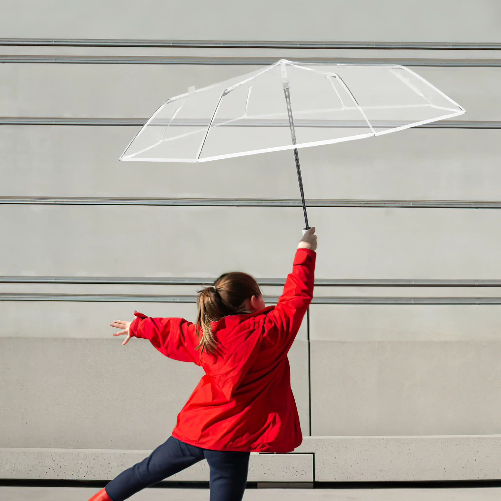 

Fold Transparent Three-fold Umbrellas for Rain Foldable Plastic Canopy Collapsible