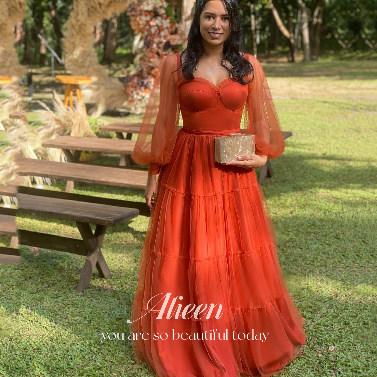 

Aileen Women Evening Dresses 2025 Luxury Vestidos De Festa Customized فساتين سهرة Burnt Orange Sweetheart A-line Dress Prom