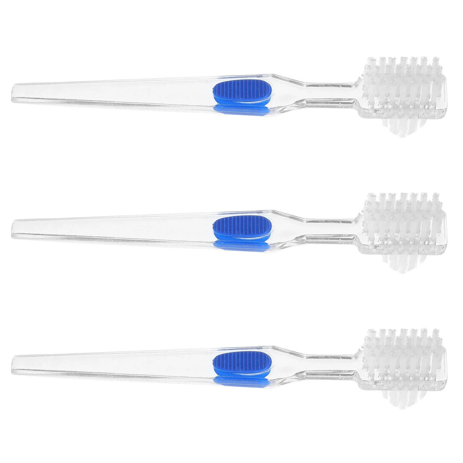 

3pcs Hard Toothbrush For Dentures False Care Double Sided Elderly Friendly Grip Compact Travel Size Dual Sided Fake Care Tool