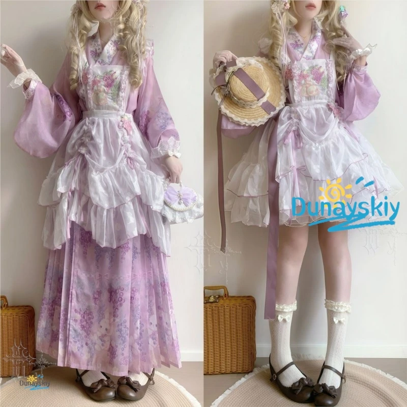Jacquard Embroidered Lolita Overdress Chinese Western Fusion Style Green Grape Purple Sheer Drawstring Summer Costume view 3