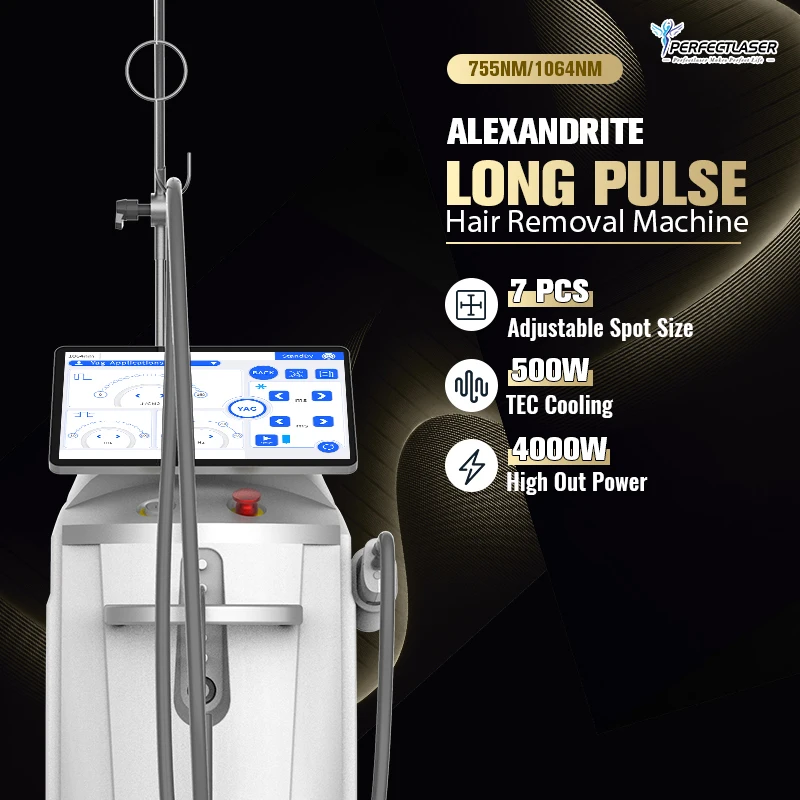 Professional Alexandrite 755nm Long Pulse Hair Removal Machine Alex 1064nm Nd yag 4000W Power Painless Permanent Pigment Lesions