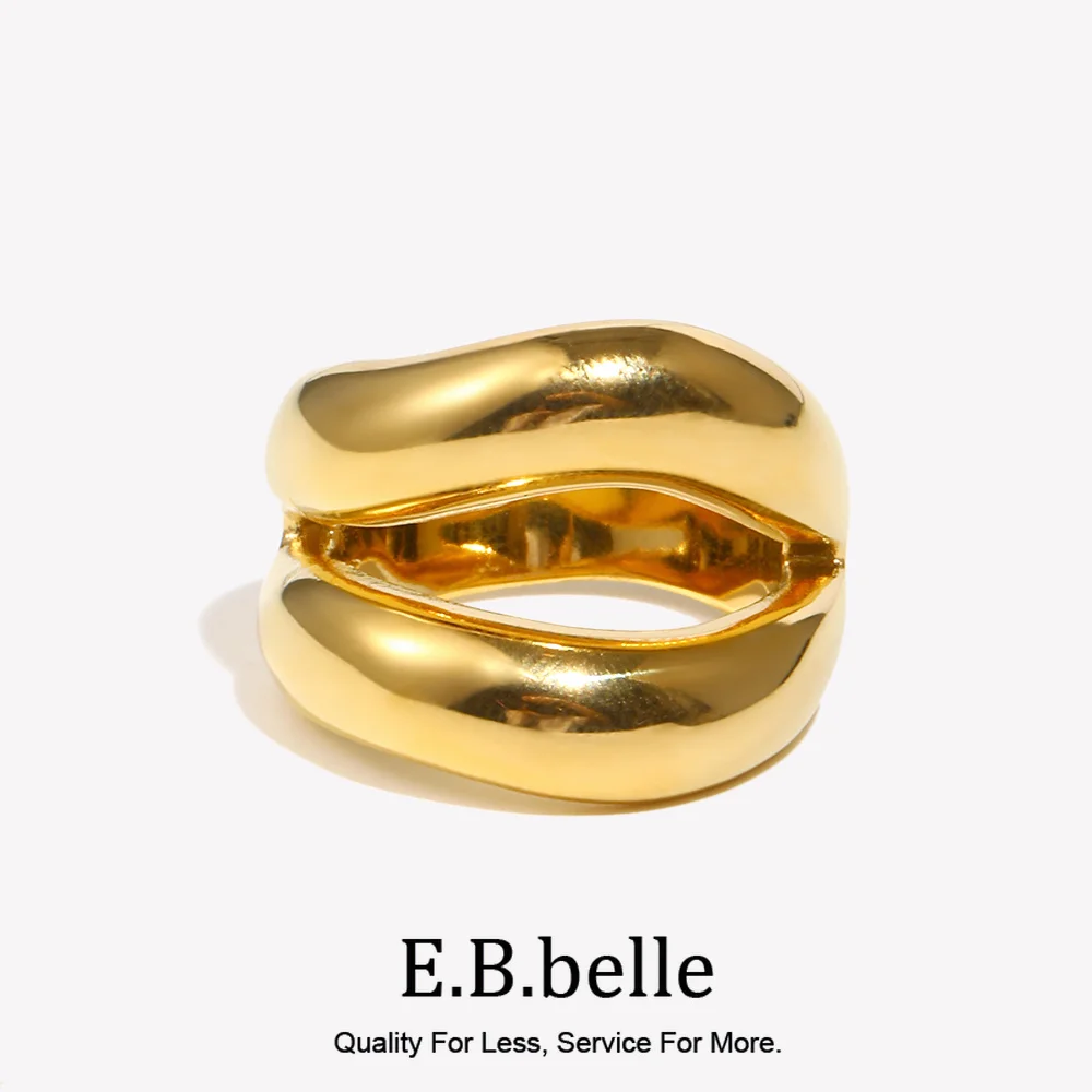E.B.belle Modischer Ring in Lippenform, minimalistischer Stil, doppellagig, Edelstahl, Schmuck für Frauen und Mädchen, hypoallergene Geschenke