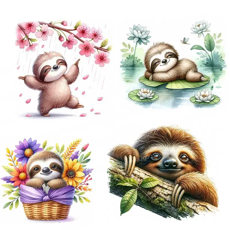 Cute Sloth Wall Stickers Kids Bedroom Wallpaper Home Decoration Mural for Living Room - Animal Theme Wall Decals AA334
