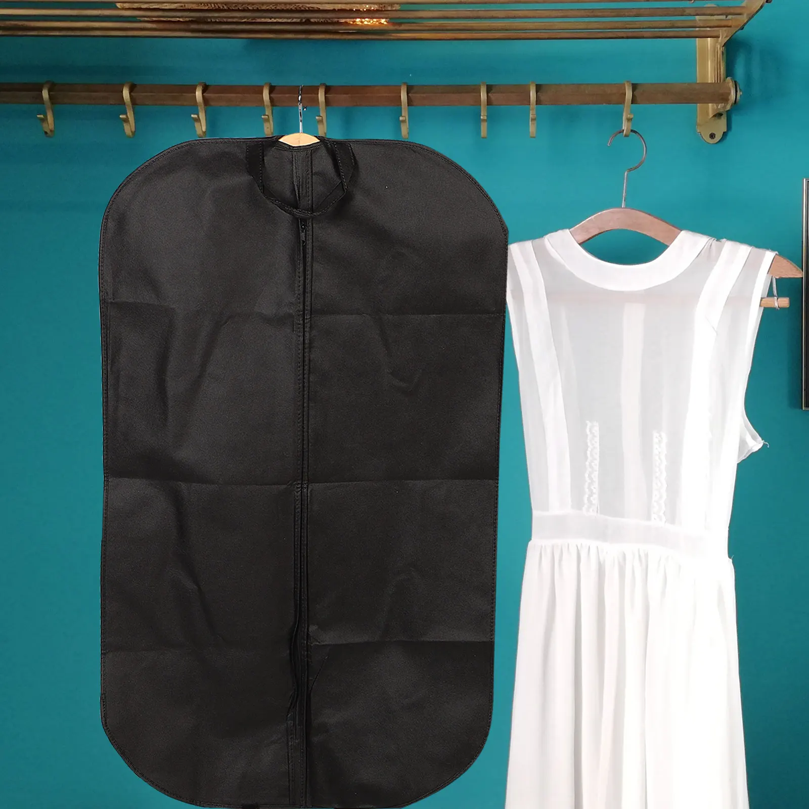 

Black Large Anti-Dust Storage Bag For Clothes Suit Cover Long Dress Coat Sweater Travel Business Hanging Garment Case