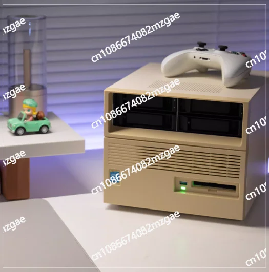 Retro 4+2 Slot NAS Chassis Snail Flying Bull Black Group SFX Power Supply Empty Chassis with Backboard Not Including Hardware