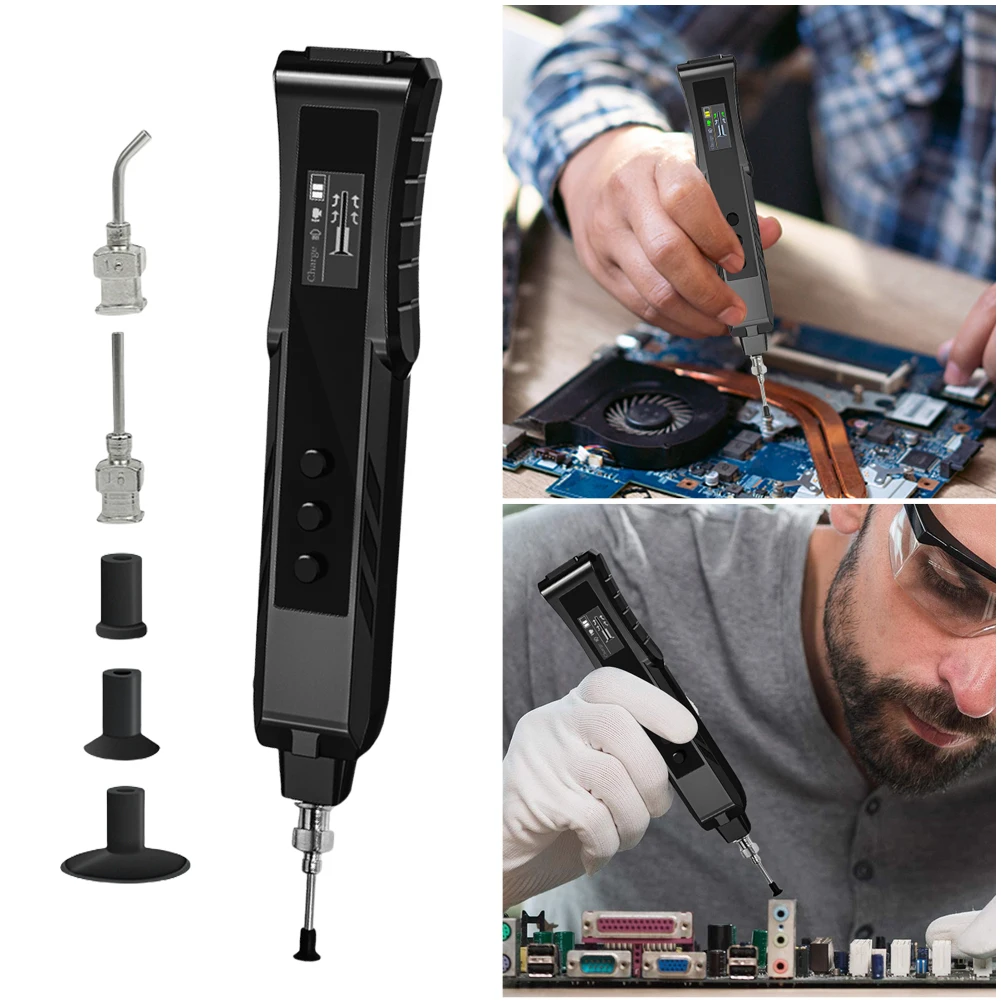 Electric Rechargeable Vacuum Pickup Tool Anti-static Suction Picker Up Hand Tool with 3 Suction Cups for IC Component Placement