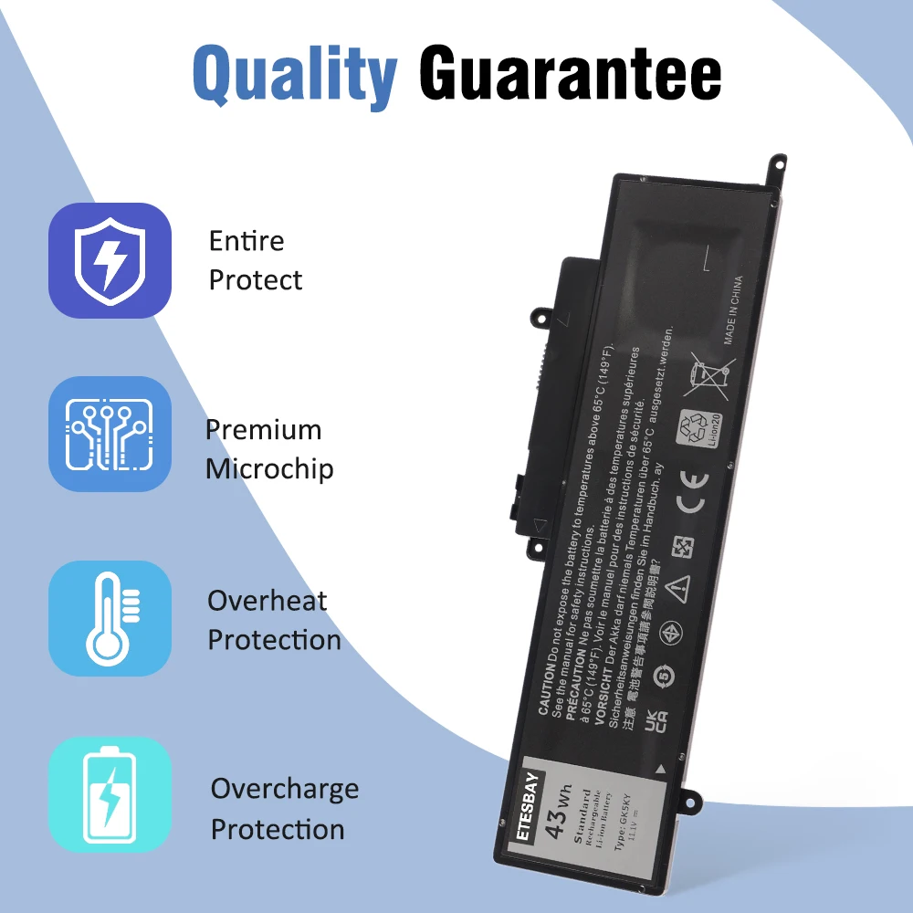 ETESBAY 43WH 11.1V GK5KY Laptop Battery For Dell Inspiron 11 3147 3148 3152 3157 Inspiron 13 7347 7353 7359 INS13WD-3308T