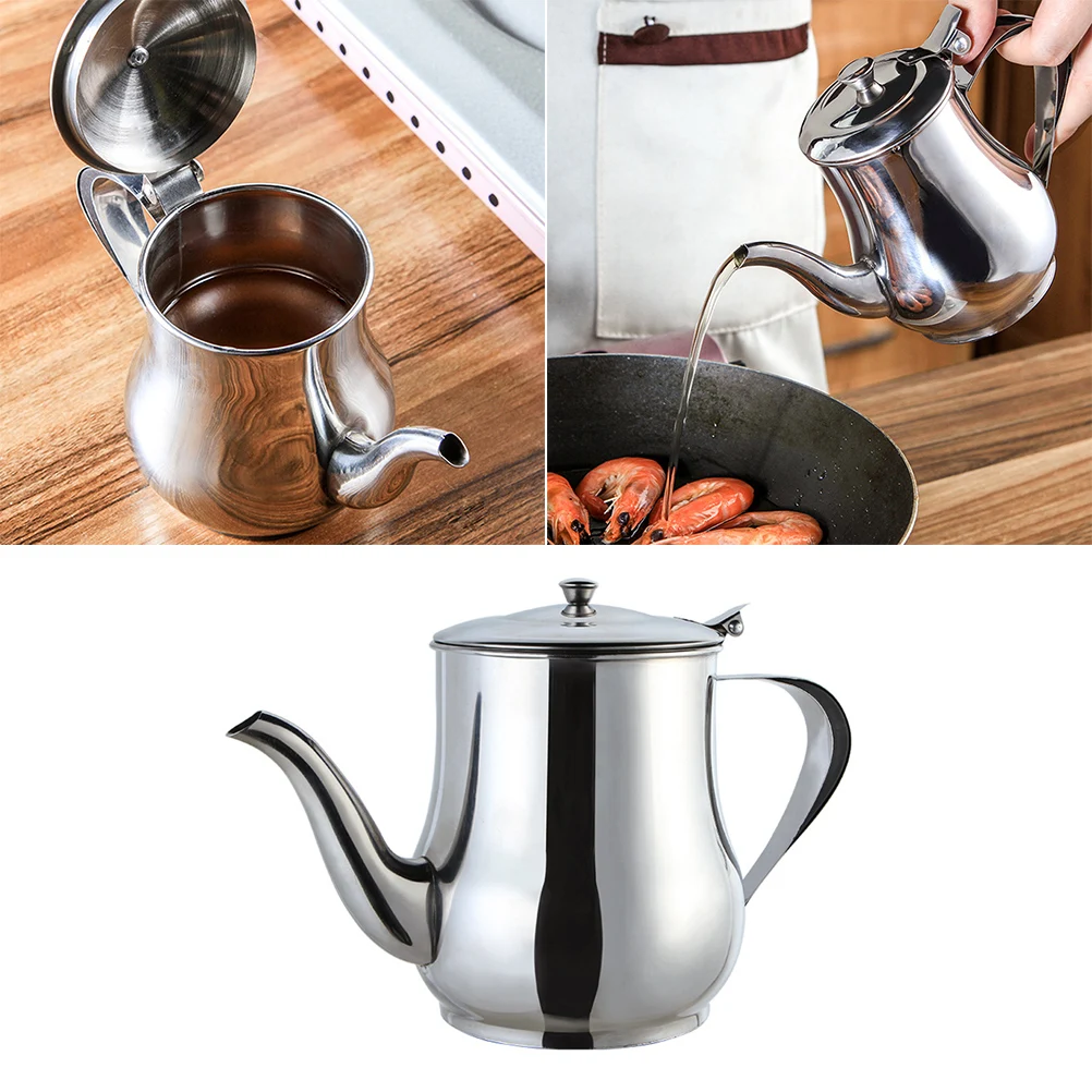 

1362Ml Stainless Steel Oil Dispenser Bottle Large Capacity With Extra Long Spout Smooth Pouring Sauce Vinegar Container Kitchen