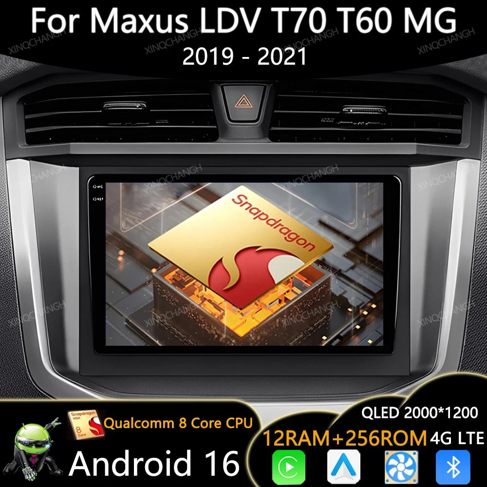Android 16 Car Radio Multimedia Player For Maxus LDV T70 T60 MG Extender 2019 2020 2021 QLED GPS Navigationv Stereo Qualcomm BT