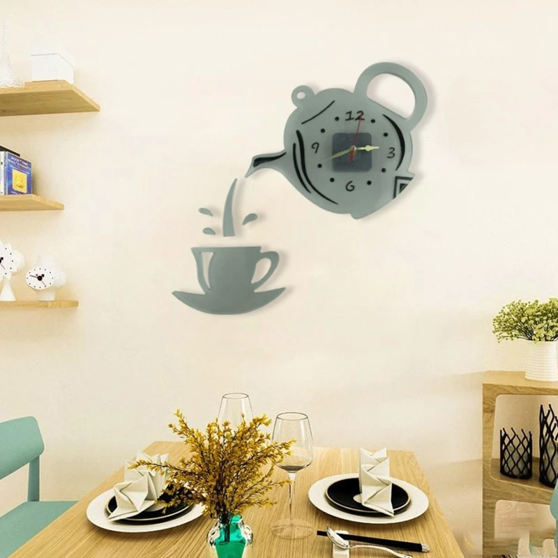 R3MC – moule d'horloge en Silicone, bouilloire à faire soi-même, tasse de thé, moule en résine, miroir décoratif mural, outil fait à la main