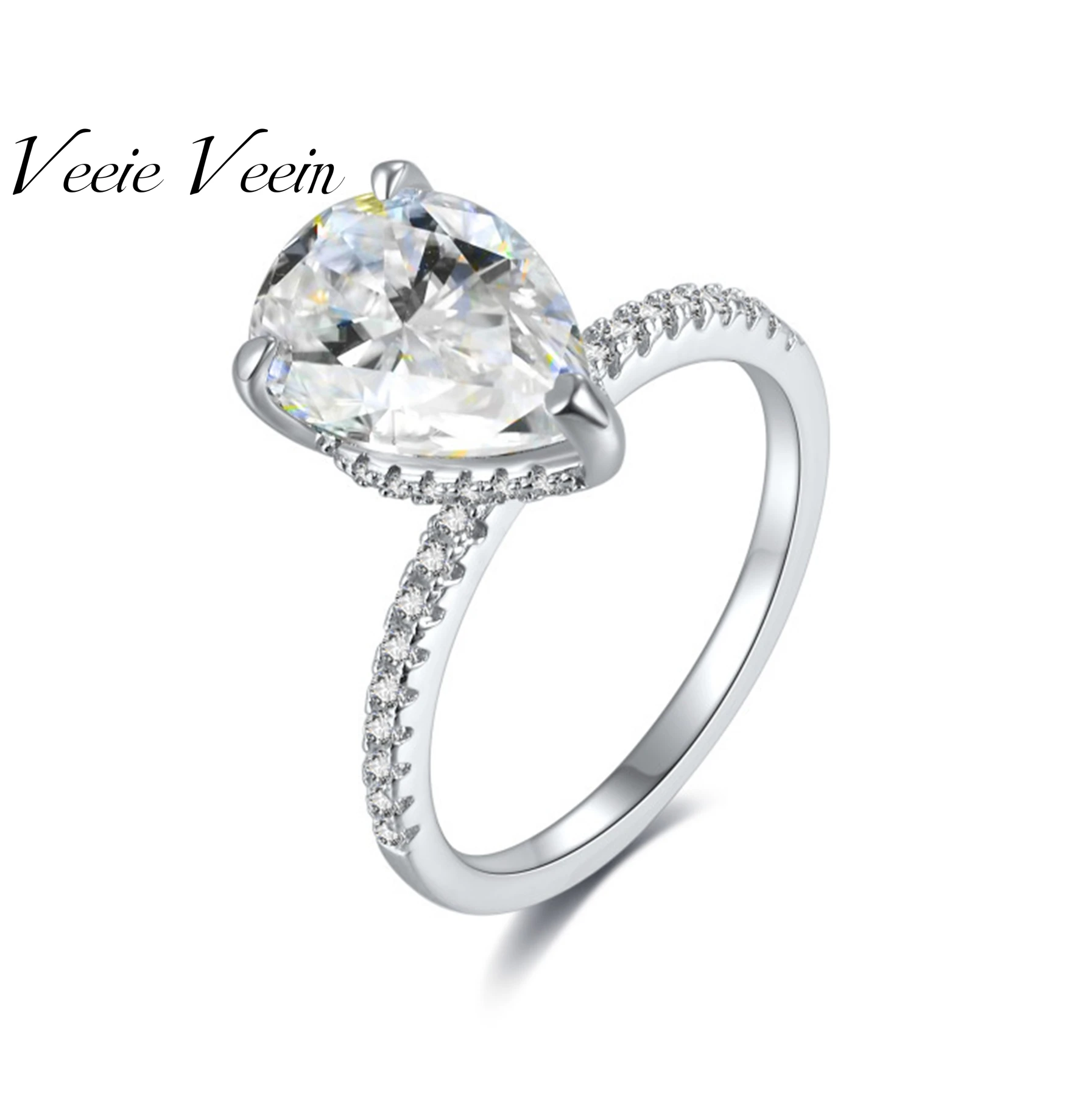 

Veeie Veein Luxury Brand S925 Sterling Silver Ring 4-Carat Moissanite GRA Certificate Ring In An Irregular Teardrop Shape