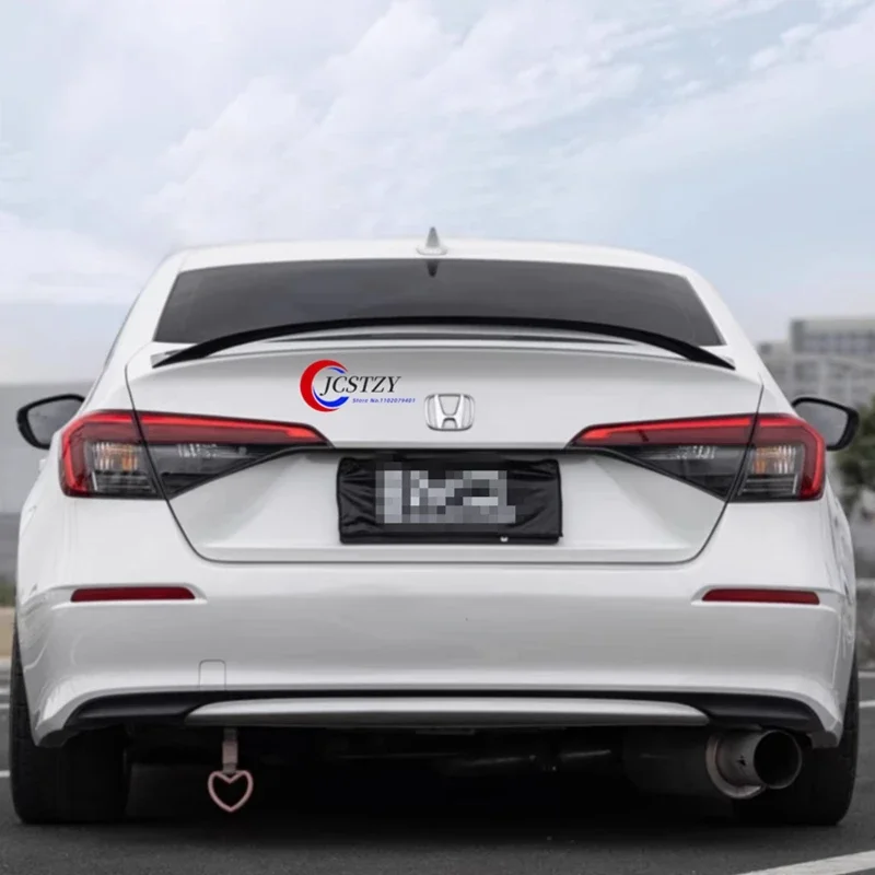 For Honda 11th Civic 2021 2022  ABS Glossy Black And Carbon Fiber Look Rear Trunk Lid Spoiler Car Accessories