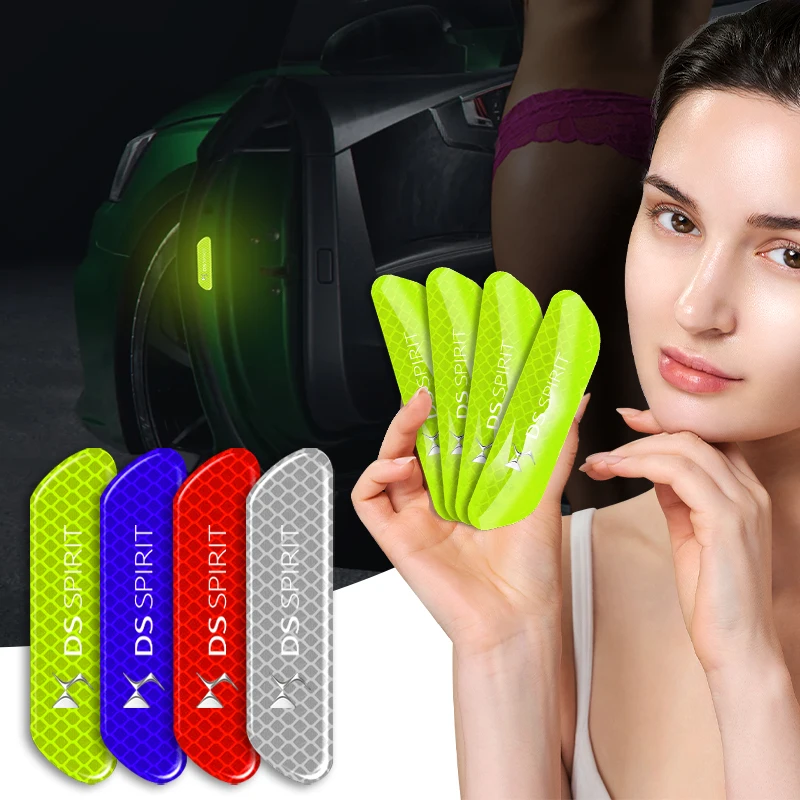 4PCS Car Reflective Strips Warning Stickers Car Styling for Citroen DS SPIRIT 5LS DS4 DS4S DS5 2CV VTS DS3 DS6 DS7 DS WILD RUBIS