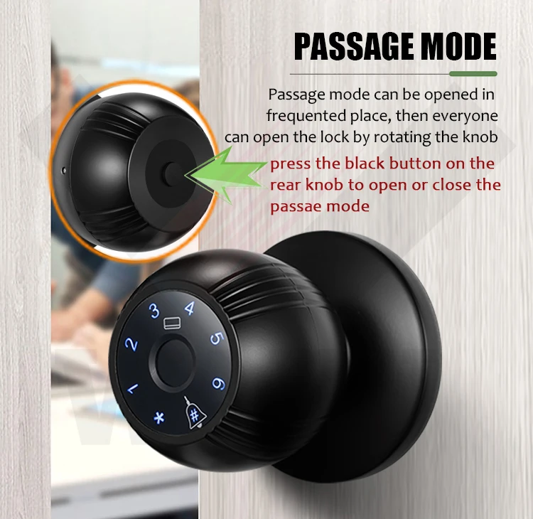 TUYA Smart Fingerprint WIFi Door knob Lock With multi Unlock by passowrd or IC card or Free TUYA APP Remotely