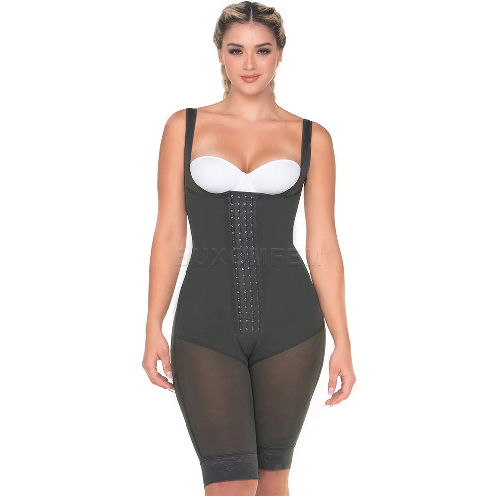 Liposuction Postsurgical Knee Body Shaper for Women Open Bust with Front Closure Skin-Friendly Shapewear Thong Tummy Control