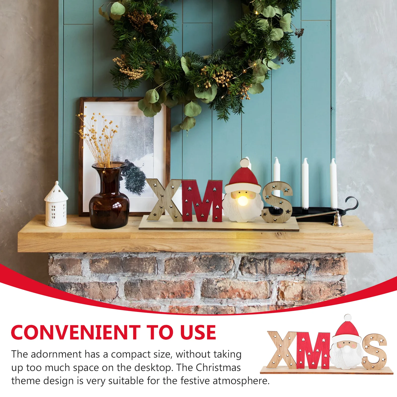 

1Pcs Wooden Creative Alphabet Ornament Glowing Christmas Decor Festival Desktop Adornment Xmas Decoration Wooden Xmas Decor