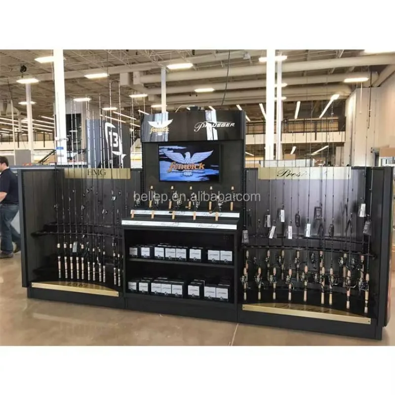 

【Popular】Customized Fishing Tackle Shop Furniture Ice Fishing Reel Storage Stand Fishing Rod Display Rack